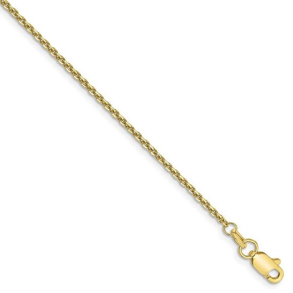 1.3mm 10k Yellow Gold Diamond Cut Cable Chain Anklet 9 Inch